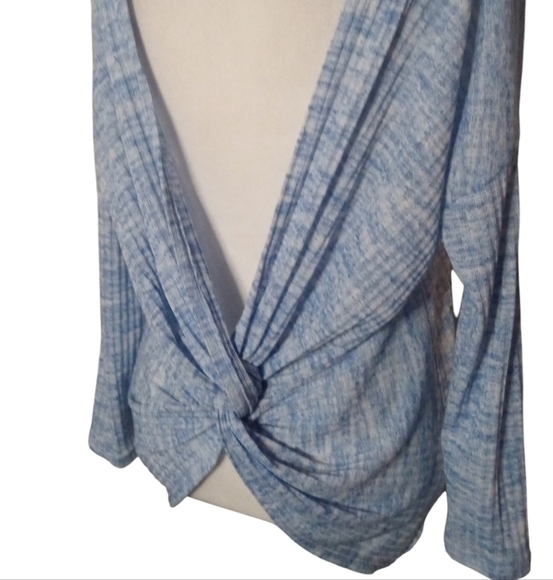 The Impeccable Pig Blue & White Open Twist Back Knit Sweater Size Small - Picture 5 of 8